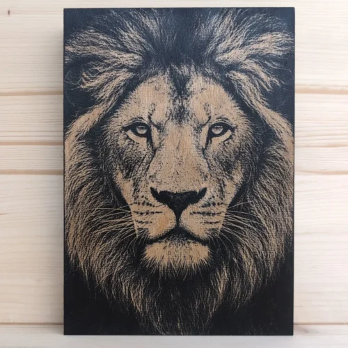 Lion Wood Engraving